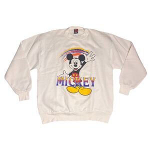 Vintage Disney 90s Mickey Mouse Unlimited Sweatshirt White USA Large Cotton Blen